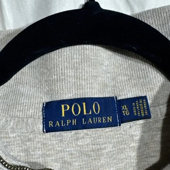 Polo Ralph Lauren Sweater Beige Pullover Quarter Zip Sweatshirt Pony Mens XL - Picture 4 of 6